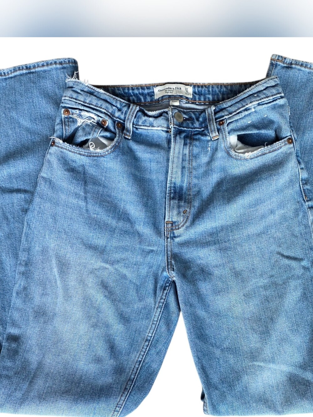 🩵 Abercrombie & Fitch Curve Love The Skinny High Rise Jeans Size 27/4 Light Was